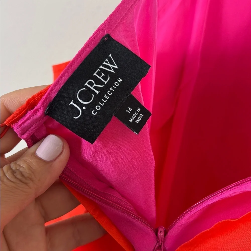 J. Crew Collection Bright Pink Orange Layered dresses w/ spaghetti straps Sz 14